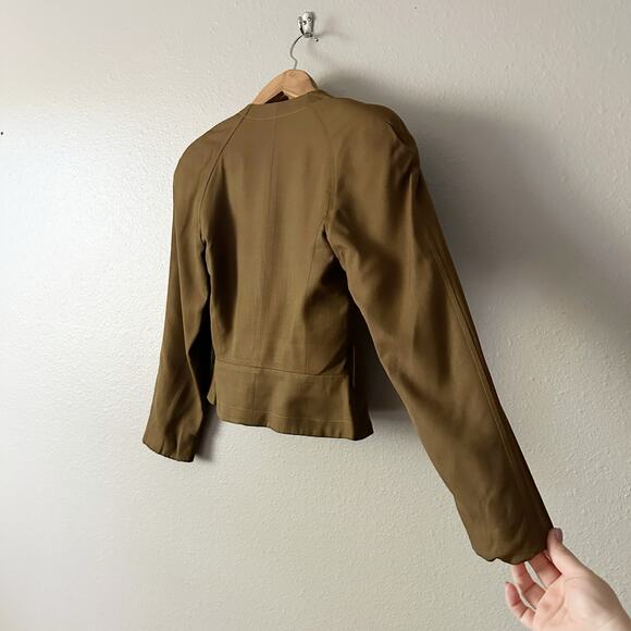Harve Benard Golden Green Short Double Breasted Military Jacket Women's Size 6 - Picture 6 of 12